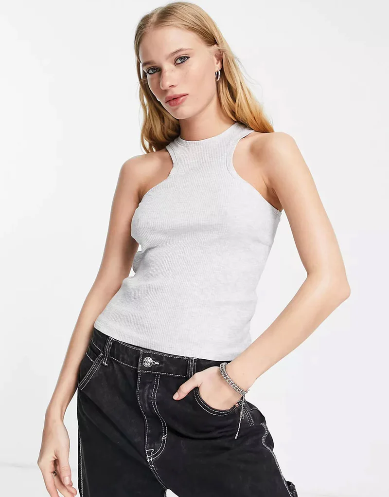 Racer Tank Top In Gray